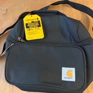 NWT Carhartt Black Insulated 12-Can Two Compartment Lunch Box Cooler